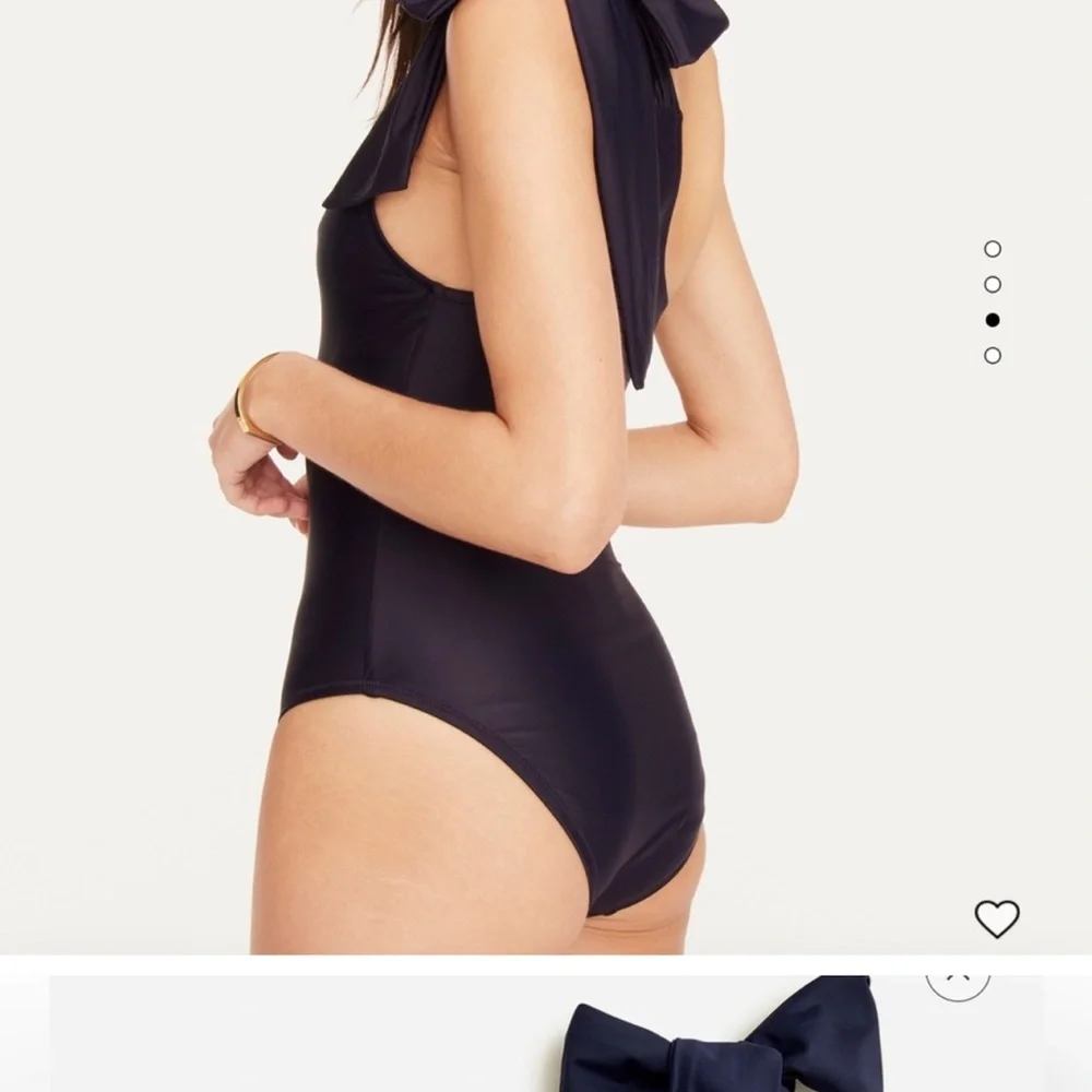 J. Crew one piece one shoulder navy bow detail swimsuit $118 NWT